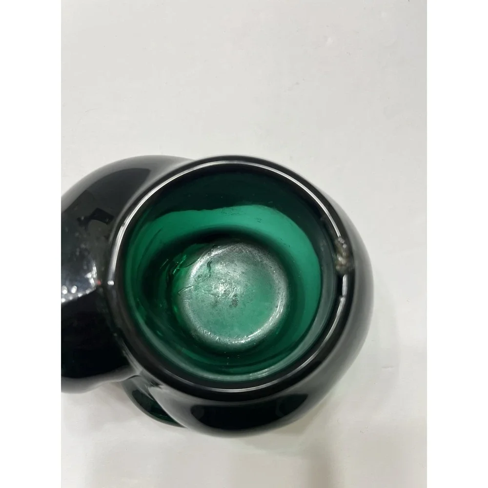 Vintage Indiana Glass Emerald Green Sleeping Cat Votive Candle Holder 4x2.5